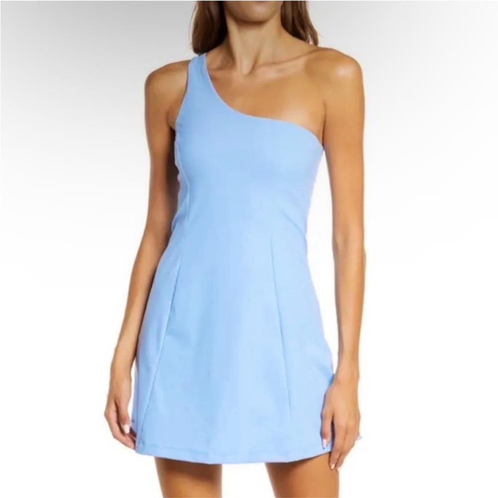 Outdoor Voices One Shoulder Dress Light Blue Large EUC